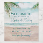 Island Breeze geschilderd strand scène bruiloft we Wijn Etiket (Enkel label)