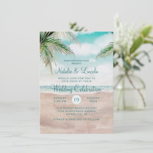 Island Breeze geschilderd strand scène zeekust bru Kaart (Staand voorkant)