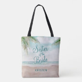 Island Breeze geschilderd strand scène zus Tote Bag (Achterkant)