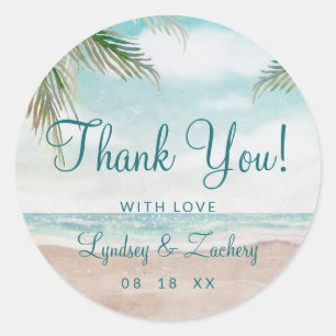 Island Breeze Geschilderde Strand Bruiloft Dank Je Ronde Sticker