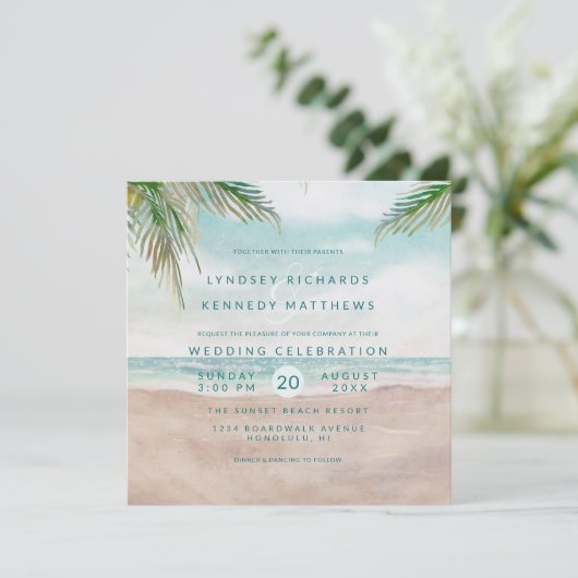 Island Breeze Ocean Beach Scène Bruiloft Plein Kaart (Staand voorkant)