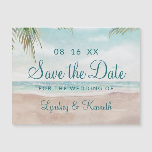 Island Breeze Painted Beach Bruiloft Save the Date (Voorkant)