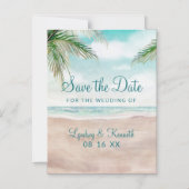 Island Breeze Painted Beach Bruiloft Save the Date Magnetische Uitnodiging (Voorkant)