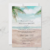 Island Breeze Painted Beach QR Code Wedding Kaart (Voorkant)