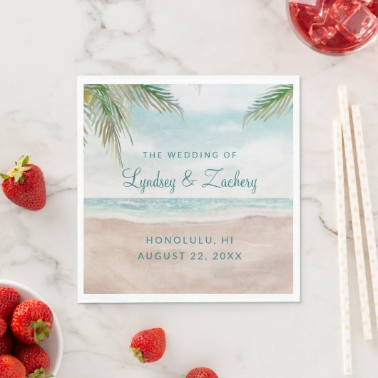 Island Breeze Sandy Beach Bruiloft Monogram Servet (Insitu)