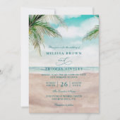 Island Breeze Sandy Beach Elegant QR Code Wedding  Kaart (Voorkant)