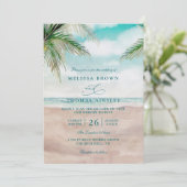 Island Breeze Sandy Beach Elegant QR Code Wedding  Kaart (Staand voorkant)