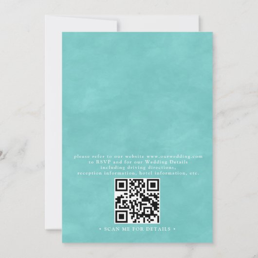Island Breeze Sandy Beach Elegant QR Code Wedding  Kaart (Achterkant)