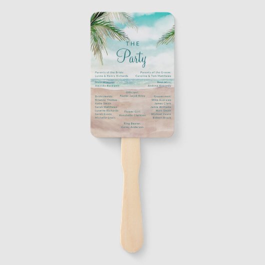 Island Breeze Sandy Beach huwelijksceremonie progr Handwaaier (Achterkant)