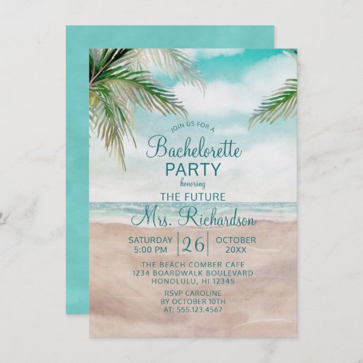 Island Breeze Sandy Beach Shore Bachelorette Party Kaart (Voorkant / Achterkant)