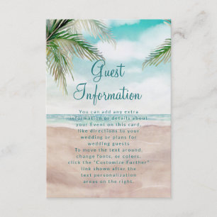 Island Breeze Tropische Strand Bruiloft Informatie Informatiekaartje