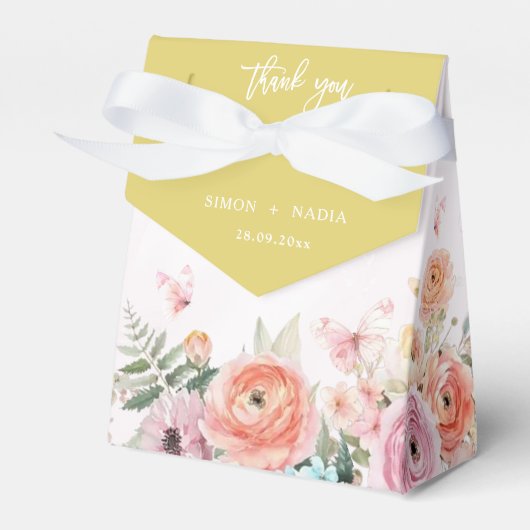Island Citrus Butterfly Ranunculus Garden Wedding Bedankdoosjes (Voorkant Zijde)