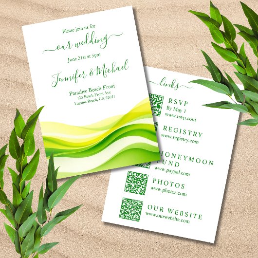 Island Citrus Green and Yellow Wedding-All In One Kaart