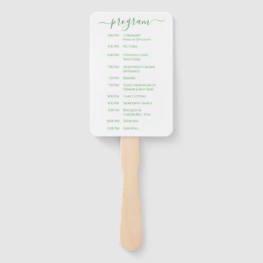 Island Citrus Green and Yellow Wedding Program Handwaaier (Achterkant)