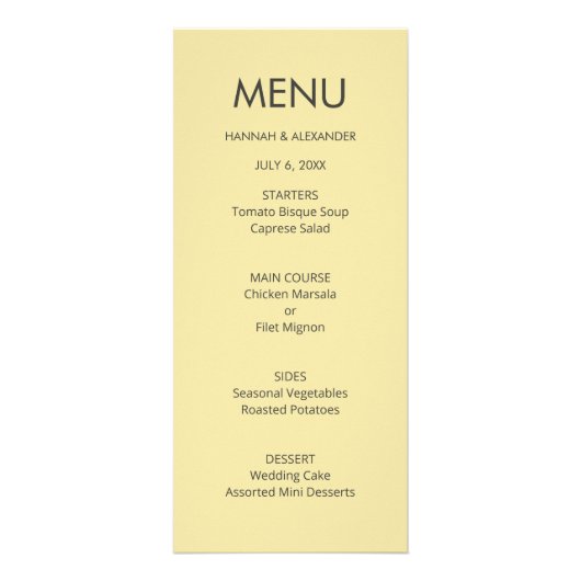 Island Citrus Yellow Wedding Menu - Easy Edit (Voorkant)