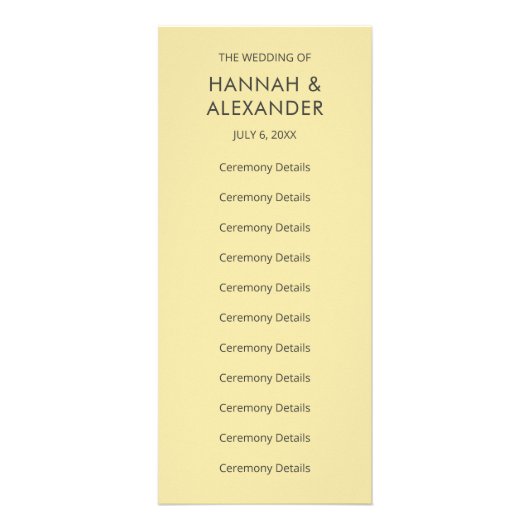 Island Citrus Yellow Wedding Program Reclamekaart (Voorkant)