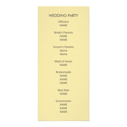 Island Citrus Yellow Wedding Program Reclamekaart (Achterkant)