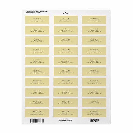 Island Citrus Yellow Wedding Return Address Labels (Full Sheet)
