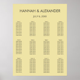 Island Citrus Yellow Wedding Seating Chart Poster