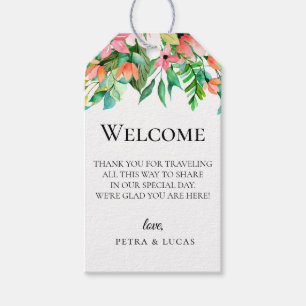 Island Coral Botanische Bruiloft Welkomsttas Cadeaulabel