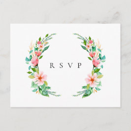 Island Coral Floral Wedding RSVP Song Request Uitnodiging Briefkaart