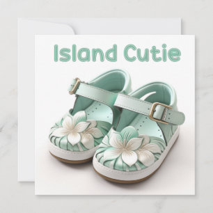 Island Cutie Baby Girl Mint Hawaiian Schoenen Blan Feestdagenkaart