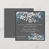 Island Floral (aqua) Elegant Wedding Invitation Kaart (Voorkant / Achterkant)