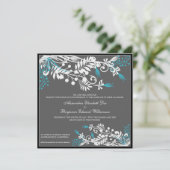 Island Floral (aqua) Elegant Wedding Invitation Kaart (Staand voorkant)
