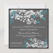 Island Floral (aqua) Elegant Wedding Invitation Kaart (Voorkant)