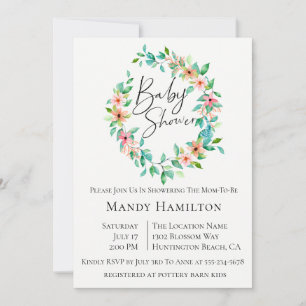 Island Floral Botanical Baby shower Invitation Kaart