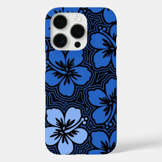 Island Floral Hawaiian Hibiscus Pinstriped Blue Case-Mate iPhone Case (Achterkant)