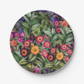 Island Floral Roze Weide Papieren Bordje (Voorkant)