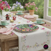 Island Floral Roze Weide Papieren Bordje