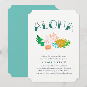 Island Flowers   Aloha Rehearsal Dinner Invitation Kaart