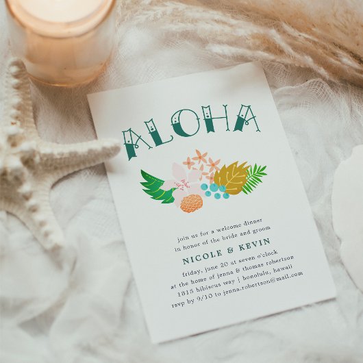 Island Flowers | Aloha Welcome Dinner Invitation Kaart