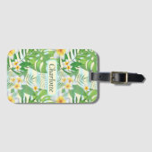 Island Flowers and Monstera Leaves Personalized Bagagelabel (Voorkant (horizontaal))