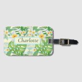 Island Flowers and Monstera Leaves Personalized Bagagelabel (Voorkant (horizontaal))
