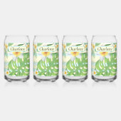 Island Flowers and Monstera Leaves Personalized Blikvorm Glas (Voorkant)