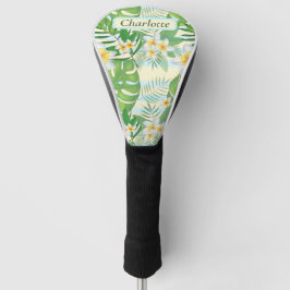 Island Flowers and Monstera Leaves Personalized Golfheadcover
