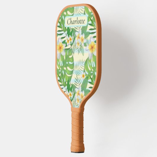 Island Flowers and Monstera Leaves Personalized Pickleball Paddle (Links)