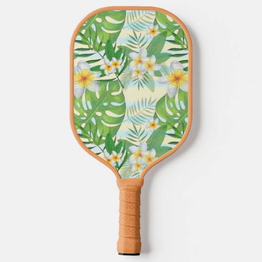 Island Flowers and Monstera Leaves Personalized Pickleball Paddle (Achterkant)