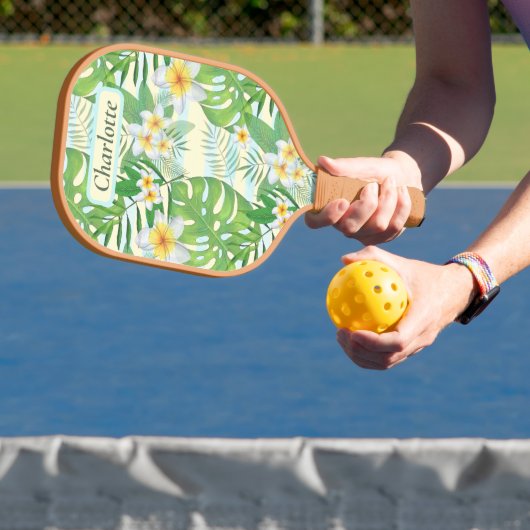 Island Flowers and Monstera Leaves Personalized Pickleball Paddle (Insitu)