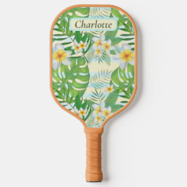 Island Flowers and Monstera Leaves Personalized Pickleball Paddle