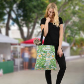 Island Flowers and Monstera Leaves Personalized Tote Bag