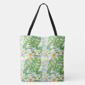 Island Flowers and Monstera Leaves Personalized Tote Bag (Achterkant)