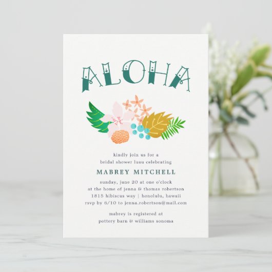 Island Flowers | Luau Bridal Shower Kaart (Staand voorkant)
