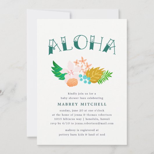 Island Flowers | Uitnodiging tot Baby shower van L (Voorkant)