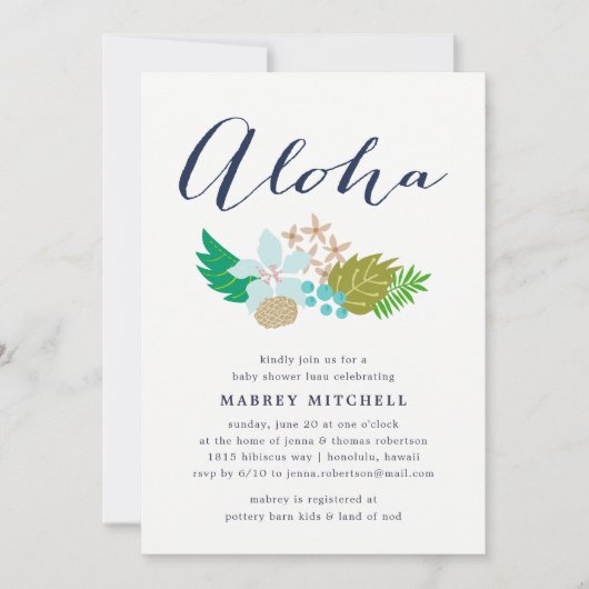 Island Flowers | Uitnodiging tot Baby shower van L (Voorkant)