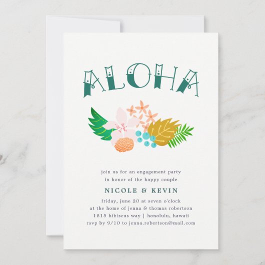 Island Flowers | Uitnodiging van de Aloha Engageme (Voorkant)
