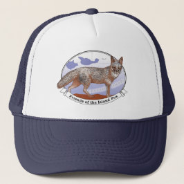 Island Fox Logo Honkbalhoed Navy Blauw Trucker Pet